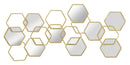 Pannello da Muro Alveare 87,5x2,75x40 cm in Ferro MDF e Specchio Oro