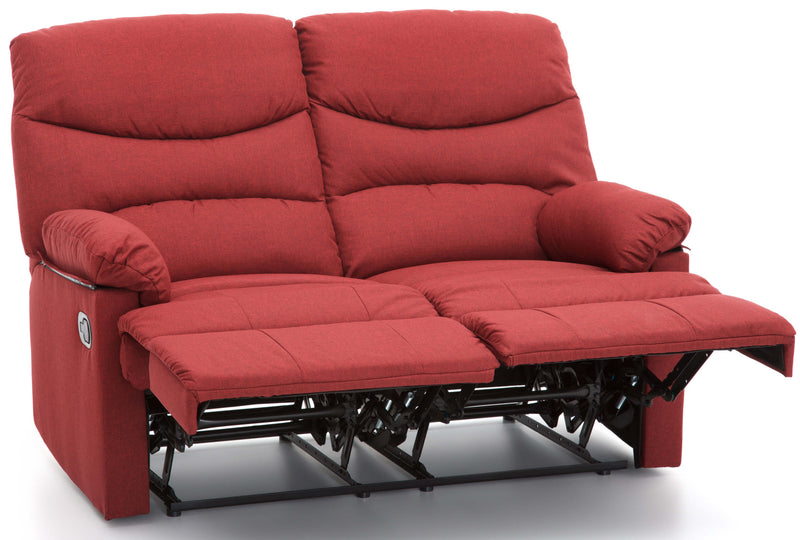 Divano Divanetto 2 Posti con Reclinatore Manuale in Tessuto Karol Rosso