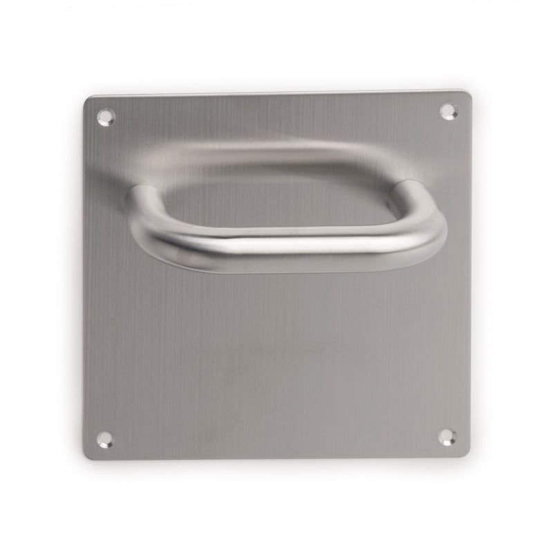 Coppia di Maniglie con Piastra 17 x 17 cm per Porte Interne Acciaio Inossidabile Emuca