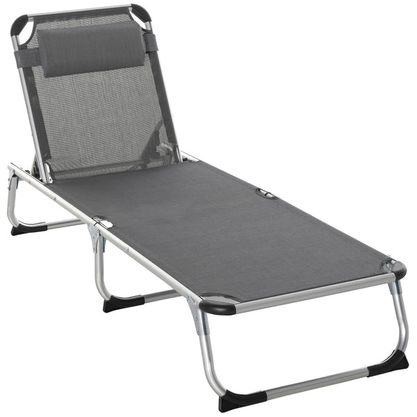 Sdraio Pieghevole 60x165x76 cm con Poggiatesta e Schienale Regolabile in Alluminio Grigio acquista