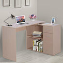 Scrivania da Ufficio Angolare con 2 Ripiani e 2 Cassetti Legno Rovere 117x82x74 cm 