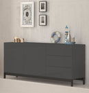 Credenza con piedi 2 Ante + 3 Cassetti 170x40x73 cm Metis Antracite Lucido