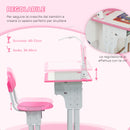 Banco Scuola con Sedia per Bambini con Lampada LED e Leggio Rosa