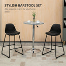 Set 2 Sgabelli con Schienale 43x43x97,5 cm Seduta Imbottita in Similpelle Nero