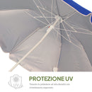 Ombrellone da Giardino Ø160x205  cm Spiaggia Inclinabile in Acciaio e Poliestere Blu