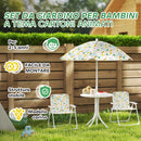 Set da Giardino per Bambini 2-5 Anni con Tavolino 2 Sedie e un Ombrellone Bianco    