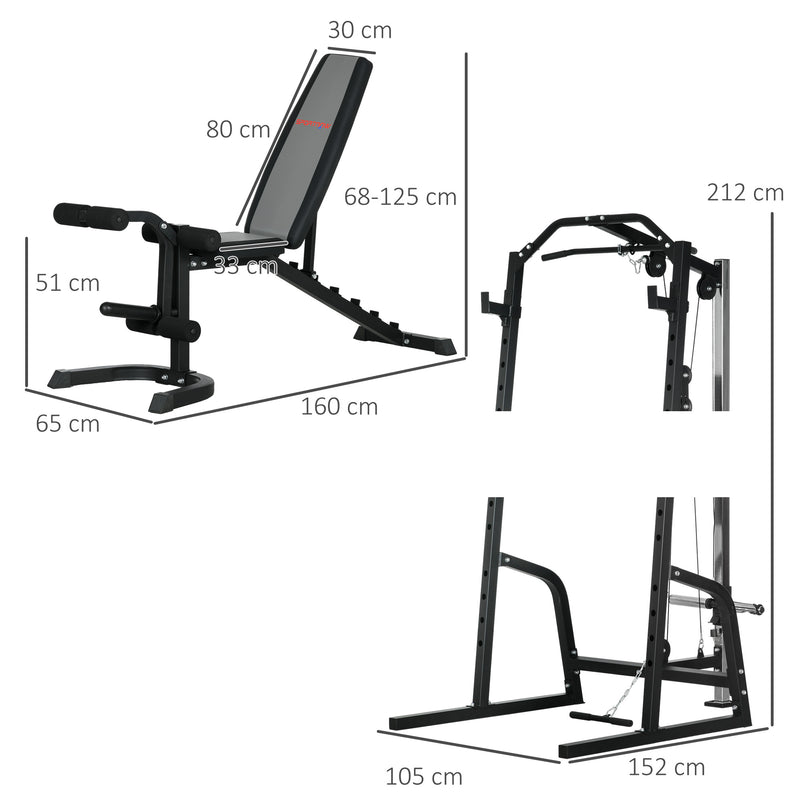 Stazione Fitness Multifunzione 152x105x212 cm in Acciaio Nero