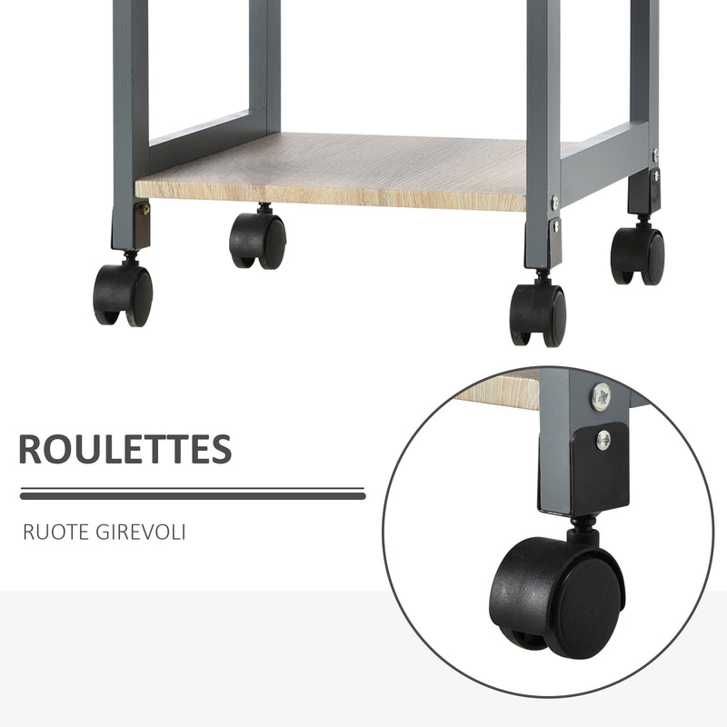 Carrello da Cucina Portavivande 37x37x76 cm in Legno di Pino e MDF Grigio