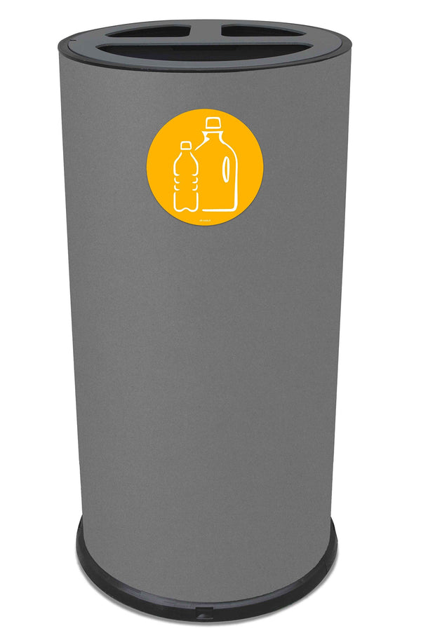 online Pattumiera Per Raccolta Differenziata Ø35xh72 cm In Acciaio Verniciato 3 Scomparti Grigio
