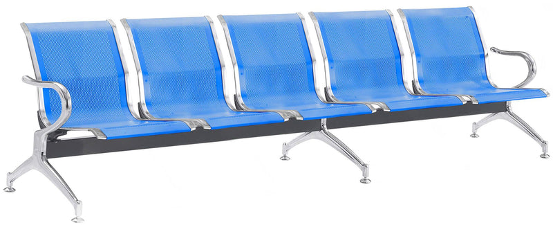 Panca per Sala Attesa 5 Posti in Acciaio da Ufficio Tosini Blu