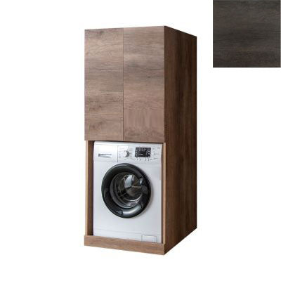 Mobile Lavanderia a Colonna per Lavatrice o Asciugatrice con 2 Ante Installabili Sopra o Sotto 70x70x174A cm in Nobilitato Unika Olmo Scuro acquista