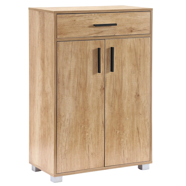 acquista Scarpiera Mobile Salvaspazio 2 Ante 1 Cassetto 63x33x95h cm in Melaminico Venato a Rilievo Rovere Naturale