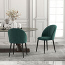 Set 2 Sedie da Pranzo 52x55x79 cm Imbottite con Schienale a Conchiglia in Velluto Verde Scuro      