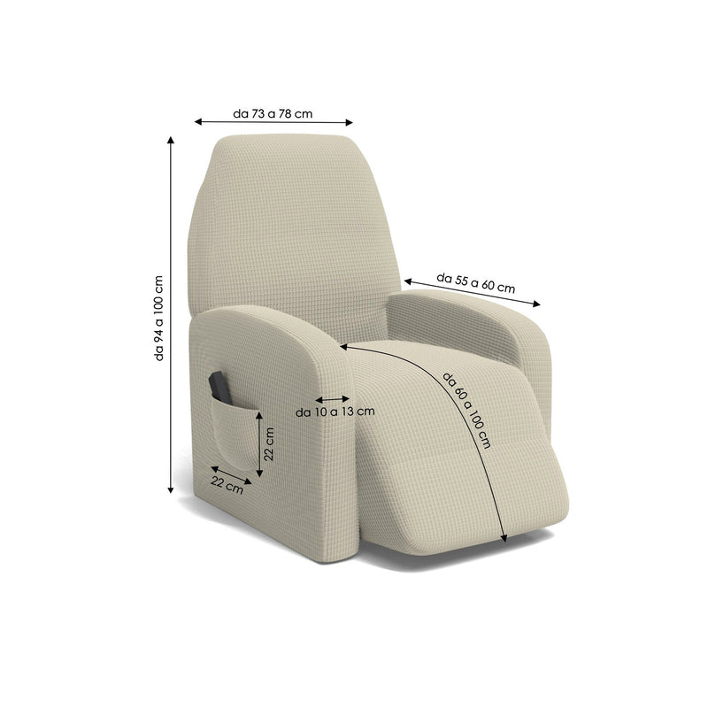 Copripoltrona Reclinabile Elasticizzato Taglia Unica con Tasca Laterale Grigio Scuro