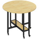 Tavolo da Pranzo Pieghevole per 2-4 Persone 100x100x75 cm con Ruote e Ripiano Aperto in Pannelli Truciolari e Acciaio Rovere      