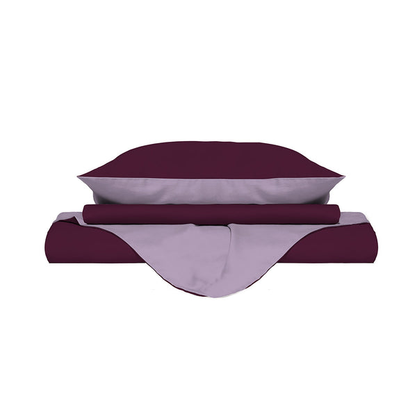 Housse de couette avec sac et taies d'oreiller Réversible Lilas/Prune online