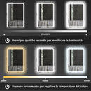 Specchio Bagno 70x50x3,5 cm LED con Bluetooth Illuminazione Regolabile e Funzione Memory in Vetro Temperato      