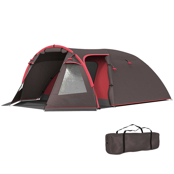 Tenda da Campeggio Impermeabile 360x250x130 cm da 2-4 Persone con Stanze Separate e Doppie Porte Grigio sconto