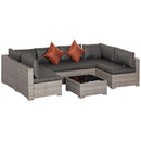 Set Salotto da Giardino Divano 2 Poltrone e Tavolino in Rattan Polietilene Grigio