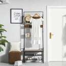 Appendiabiti Panchina per Ingresso con Scarpiera 72x34x185 cm in Legno MDF e Metallo 
