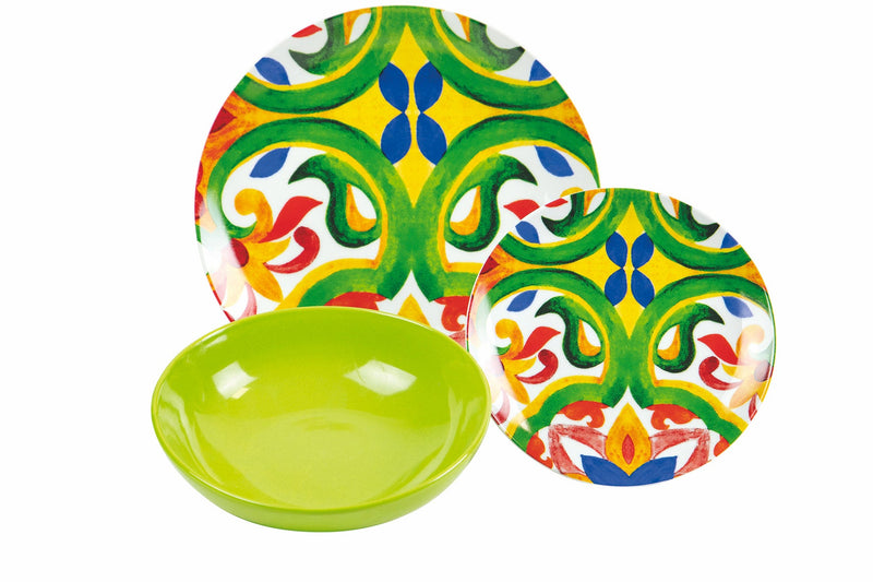 Servizio Piatti 18 Pezzi in Porcellana e Gres 6 Posti Tavola Diversi Villa d'Este Home Tivoli Naxos