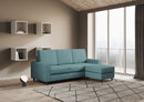 Divano 3 Posti con Pouf 208x155x85 cm Sakar in Tessuto Petrolio
