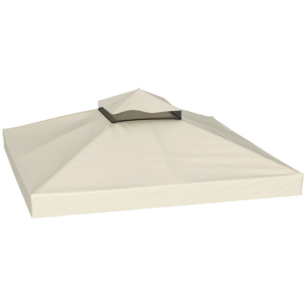 sconto Copertura per Gazebo da Giardino 300x 300 cm Tetto Sostitutivo UPF30+ a 2 Livelli in Poliestere Crema