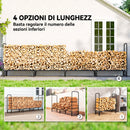 Portalegna 1 m³ 360x36x99 cm Regolabile con Telo Impermeabile in PE e Struttura in Metallo Nero e Verde Scuro      