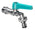 Robinet à bille pour fontaine de jardin avec levier coloré Belfer RUB/028 Turquoise