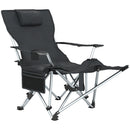 Sedia da Campeggio Pieghevole e Reclinabile con Accessori Nero   