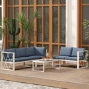 Set Salotto da Giardino Angolare Poltrona Reclinabile 2 Divanetti con Cuscini e Tavolino Grigio   