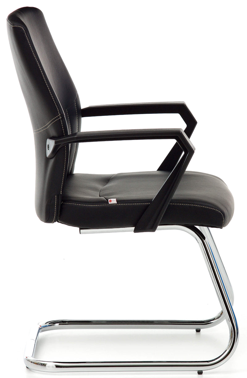 Sedia da Ufficio Visitatori in Similpelle Sake Fissa Nera