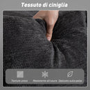 Divano Letto 2 Posti Pieghevole 198x100x69 cm con 2 Cuscini Braccioli Larghi in Ciniglia Grigio Scuro      