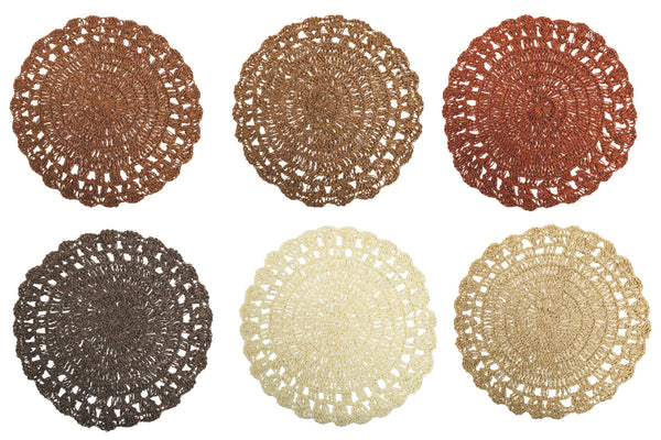 acquista Lot de 6 sets de table ronds Ø38 cm VdE Tivoli 1996 Crochet Chocolat