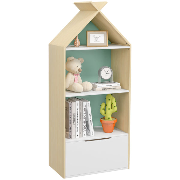 Libreria per Bambini 3 Ripiani e Cassetto e Dispositivo Antiribaltamento 50x30x119,5 cm Verde online