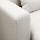 Divano Letto Angolare 225x140x88 cm con Seduta 2 Posti e Penisola Vano Contenitore e 2 Cuscini in Tessuto Crema      