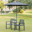 Panchina 2 Posti da Giardino 165x53,5x85,5 cm con Tavolino in Metallo Nero