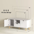 Mobile TV Max 50"" con Cassetto, Ripiano Aperto e Armadietti 110x40x50 cm Bianco e Legno  