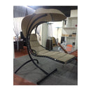 Dondolo da Giardino Pensile in Metallo con Cuscino e Parasole 120x175x220cm Pendent Beige