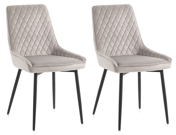 Lot de 2 Chaises 46,5x48x84,5 cm en Velours Gris sconto