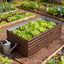 Letto per Orto Rialzato 180x90x57,5 cm con Fondo Aperto e Bordi Arrotondati in Acciaio Zincato Marrone Scuro      