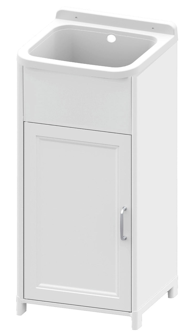Mobile Lavatoio 40x40x78 cm 1 Anta con Pilozzo Mini in Resina Bianco