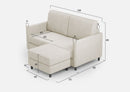 Divano 2 Posti con Pouf 158x145x85 cm Karay in Tessuto Latte