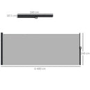 Tenda Laterale Retrattile 400x160 cm con Maniglia in Metallo Alluminio e Poliestere Grigio Chiaro    