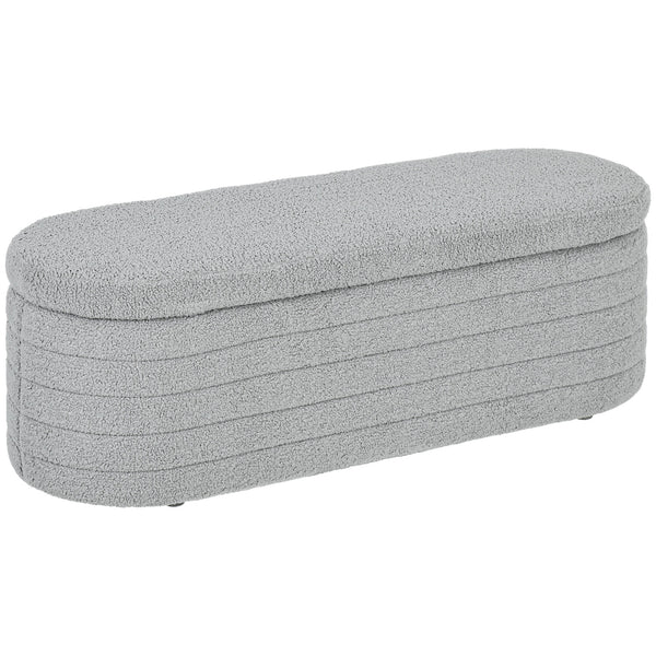 sconto Panca Contenitore Fondo Letto 116x41x40,5 cm in Tessuto Teddy Grigio Chiaro