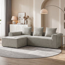Divano Angolare 3 Posti Senza Struttura 242x178x83 cm con Seduta Ampia e Profonda in Ciniglia Grigio Chiaro      