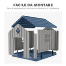 Casetta per Cani da Esterno 85x79x82 cm con Base Rialzata e Finestre in Plastica Grigio  