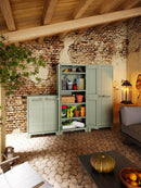 Armadio da Giardino 4 Ripiani 80x44x182 cm Keter Planet Outdoor Alto Grigio e Verde