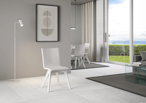 Chaise Trudy 52x52x87 cm pieds blancs en simili cuir blanc sconto