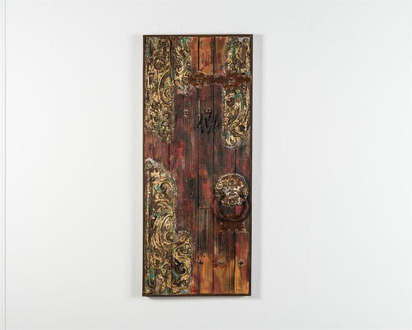 online Peinture à l'huile sur bois antique avec inserts métalliques décoratifs. Cadre en bois Rêves